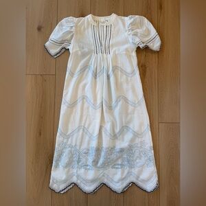 White and Blue Embroidered Hyacinth House dress